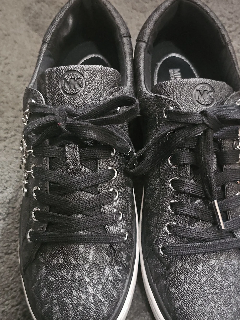 Michael Kors Black Textured Leather Low-Top Sneakers
